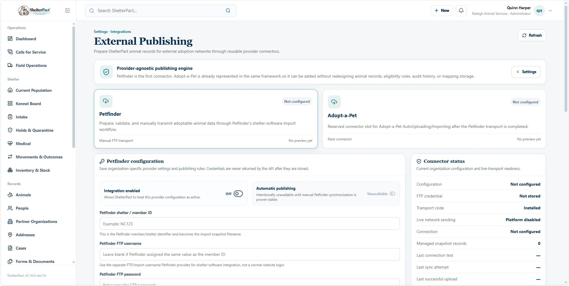 ShelterPact external publishing configuration